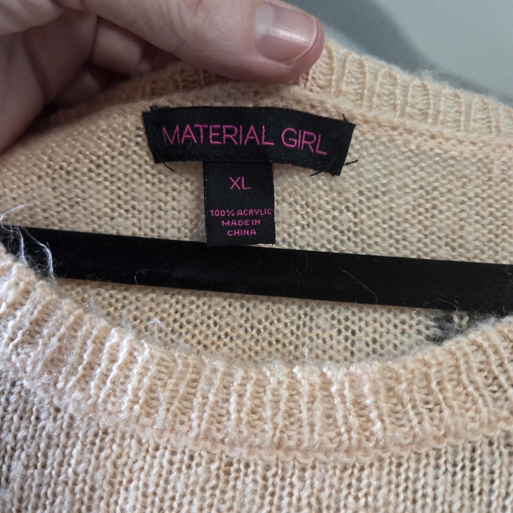 Material Girl XL Cat Sweater Distressed Knit Goth Grunge Alt Cat Lady Punk Y2K - Picture 7 of 10
